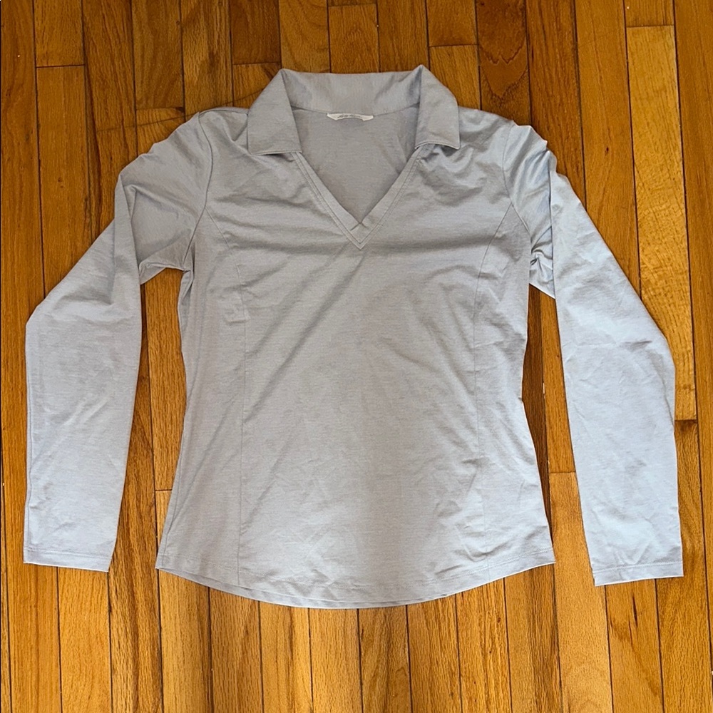 Lady Hagen Gray Long Sleeve Fitted Polo Shirt